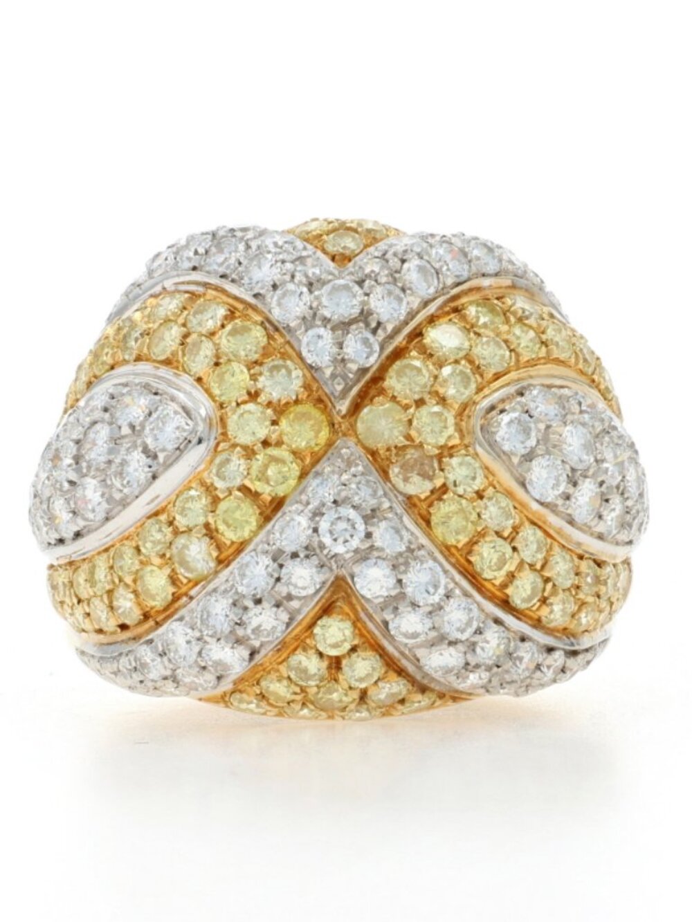 Yellow Gold Diamond Cluster Cocktail Dome Ring - 18k Round Brilliant 2.50ctw
